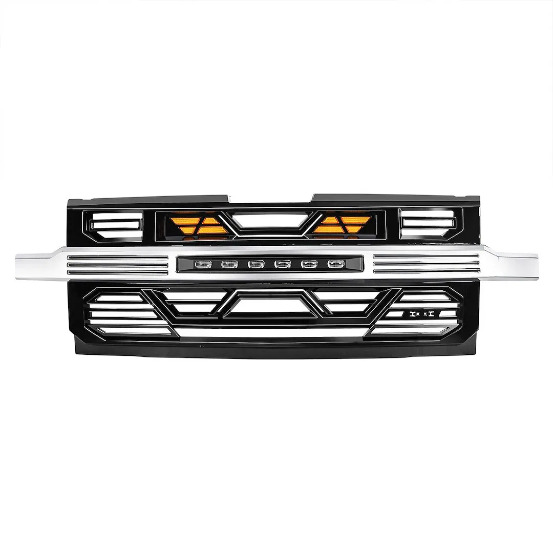 AMCHCA00132 – AMERICAN MOD Grille, With Light Cutouts Chrome Gloss Black ABS Plastic With Super Bright Off-Road LED L...